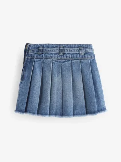 Normaal blauw - Geplooide denim rok (3-16jr)