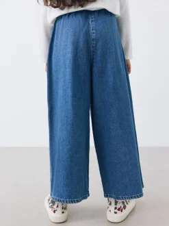 Normaal blauw - Jeans met elastische taille en wijde pijpen (6-16jr)