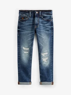 Normaal blauw - Jeans met slijtplekken (3-16 jr)
