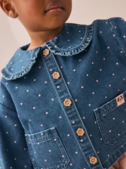 Normaal blauw - Set van denim overhemd en geruite broek (3mnd-7jr)