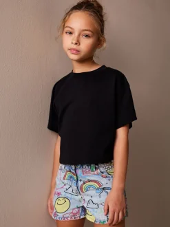 Normaal blauw - SmileyWorld® Graffiti Print Denim Shorts (3-16yrs)