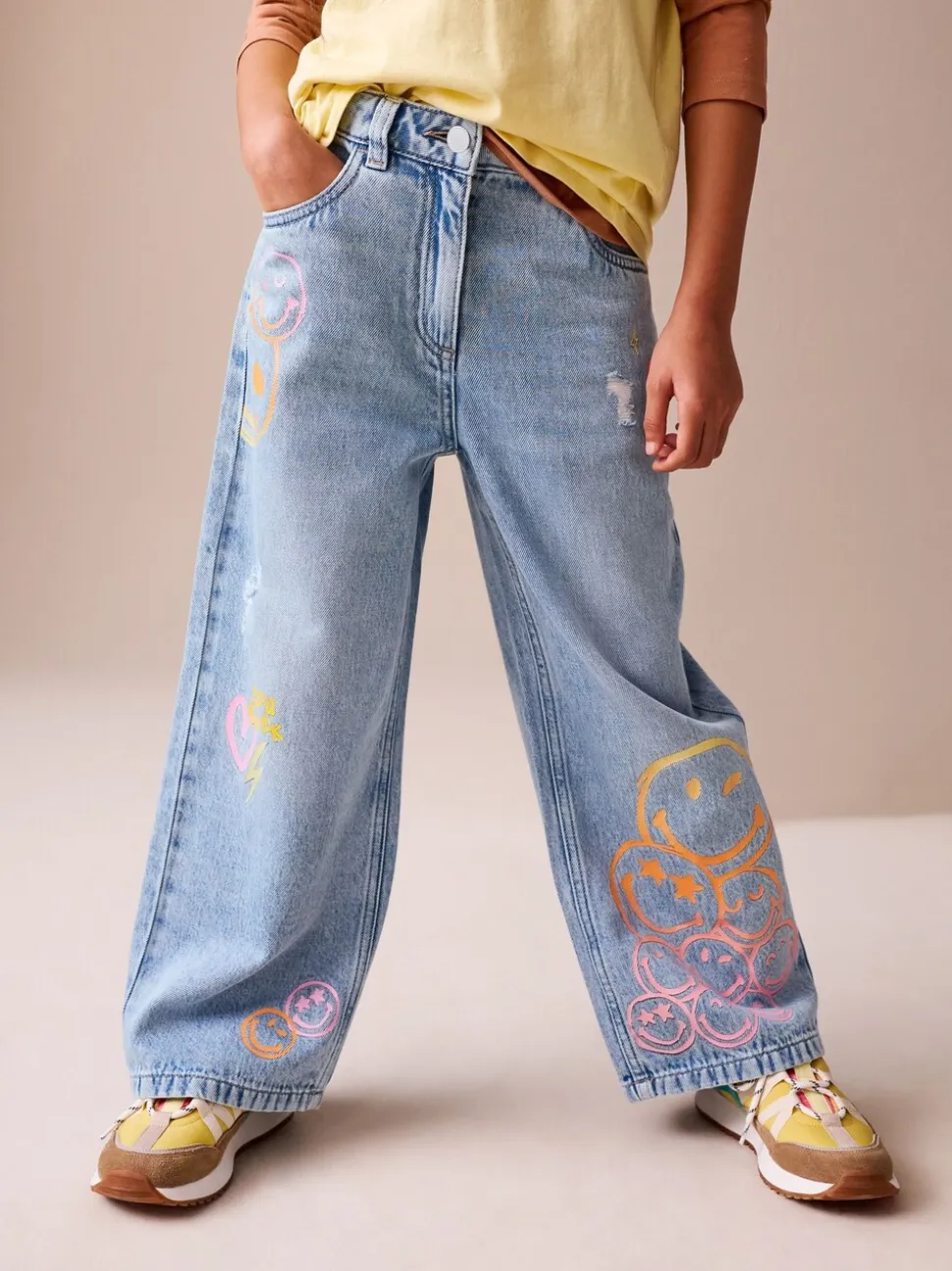 Normaal blauw - SmileyWorld® jeans met wijde pijpen (3-16jr)