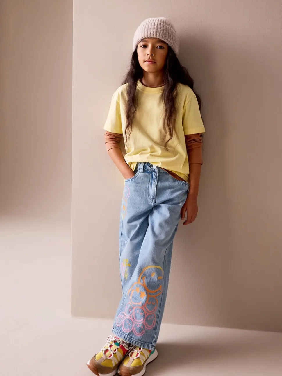 Normaal blauw - SmileyWorld® jeans met wijde pijpen (3-16jr)