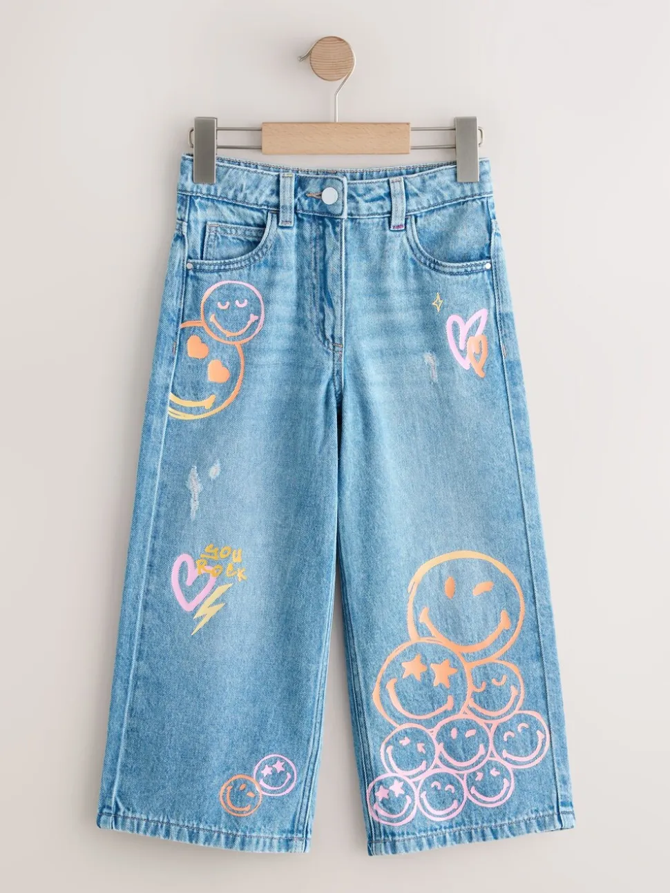 Normaal blauw - SmileyWorld® jeans met wijde pijpen (3-16jr)