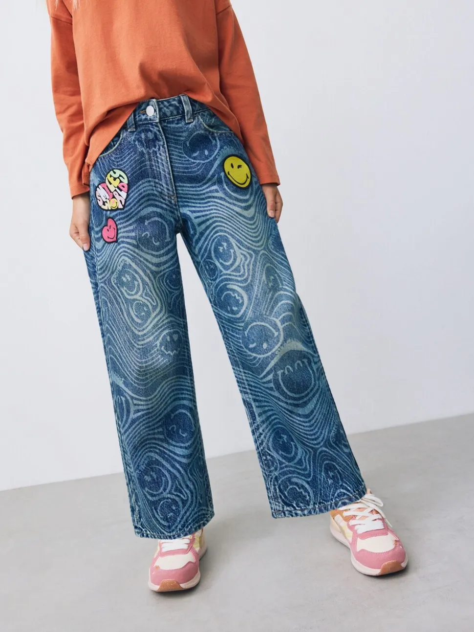 Normaal blauw - SmileyWorld® jeans met wijde pijpen (3-16jr)