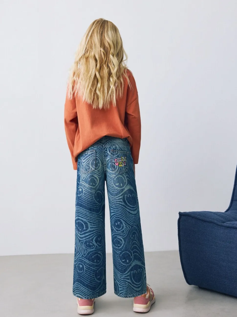 Normaal blauw - SmileyWorld® jeans met wijde pijpen (3-16jr)