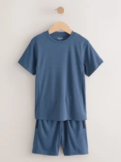 Normaal blauw - Sportset van T-shirt en short (3-16 jr)