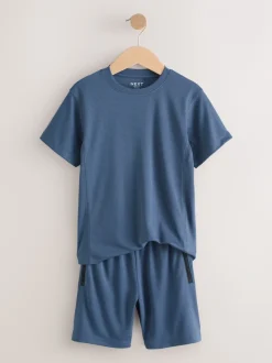 Normaal blauw - Sportset van T-shirt en short (3-16 jr)