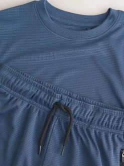 Normaal blauw - Sportset van T-shirt en short (3-16 jr)