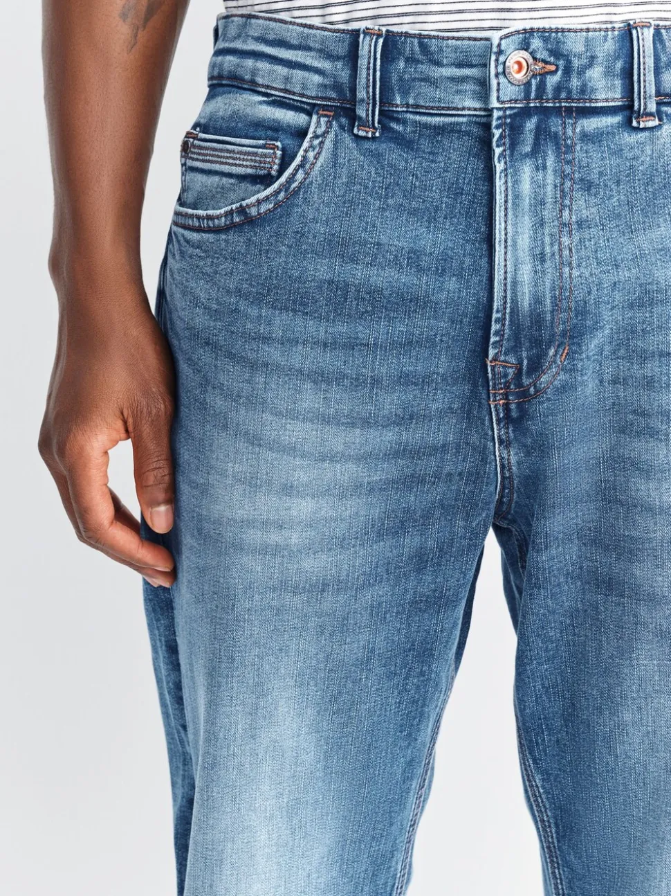Normaal blauw - Straight fit - Authentieke stretch denim jeans
