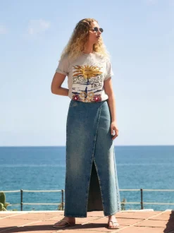 Normaal blauw - Wrap Maxi Denim Skirt