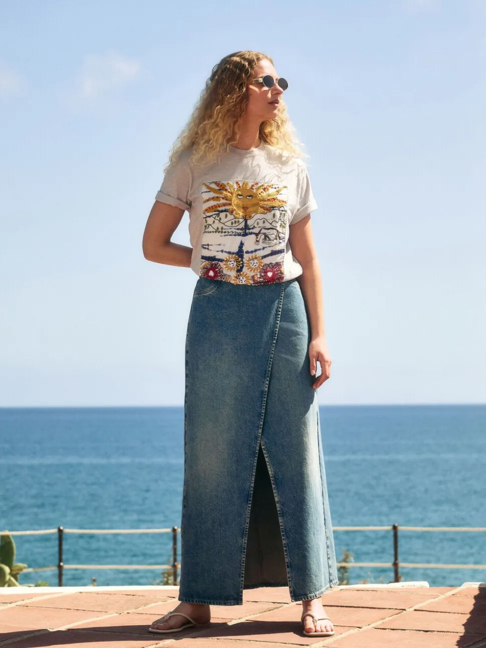Normaal blauw - Wrap Maxi Denim Skirt
