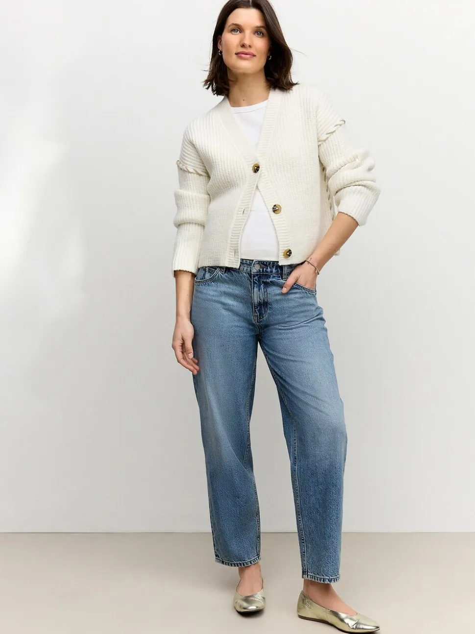 Normaal blauw - Zwangerschapsbarrel denim 100% katoenen jeans