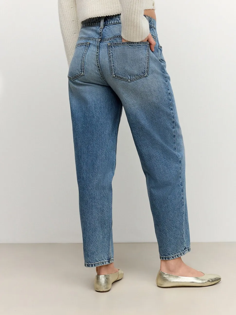 Normaal blauw - Zwangerschapsbarrel denim 100% katoenen jeans