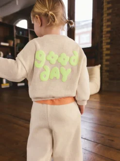 Oatmeal Nep Good Day - Sweatshirt met ronde hals (3 mnd-7 jr)