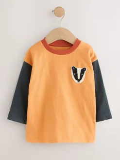 Ochre Yellow Woodland - Set van 3 T-shirts met lange mouwen en applicatie (3mnd-7jr)