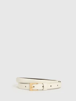 Off White - Reiss Holly Leren Smalle Riem