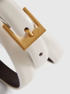 Off White - Reiss Holly Leren Smalle Riem