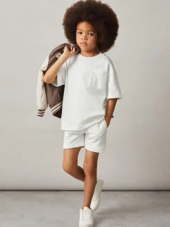 Off White - Reiss Perry Cotton Brand-Embroidered Shorts