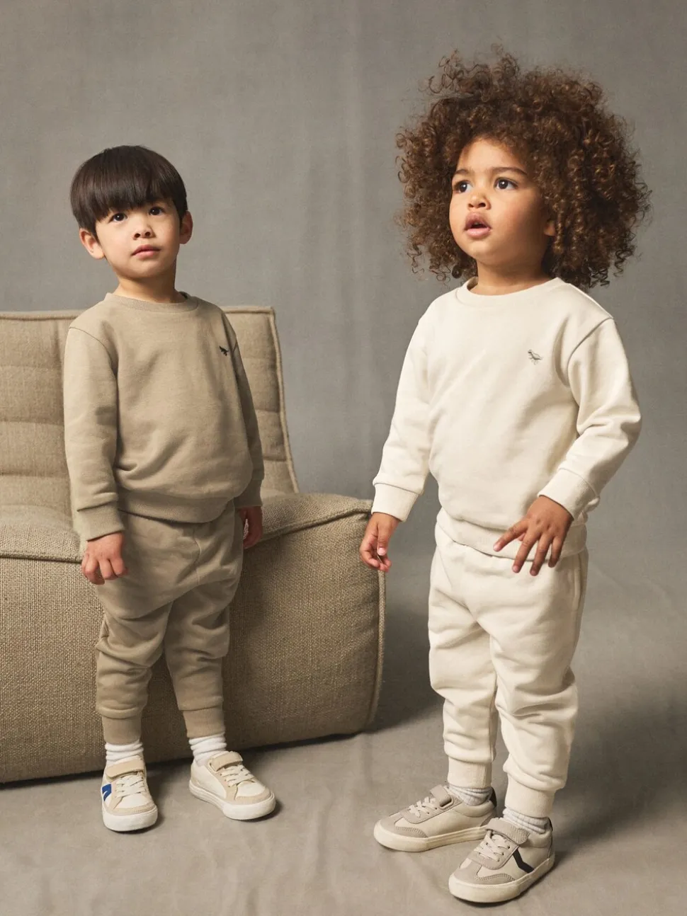 Off White/cementwit - Set van 2 sweatshirts en joggingbroeken (3mnd -7jr)