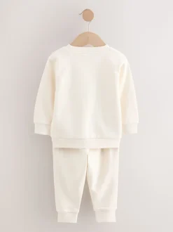Off White/cementwit - Set van 2 sweatshirts en joggingbroeken (3mnd -7jr)