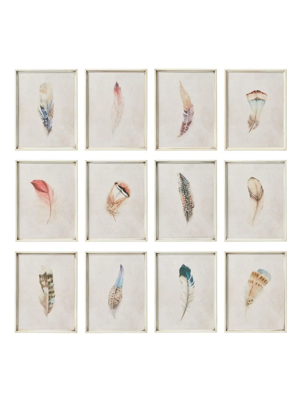 Oka Set of 12 Feather Wall Art Prints