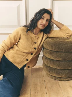 Okergeel - Laura Ashley Cable Knit Cardigan