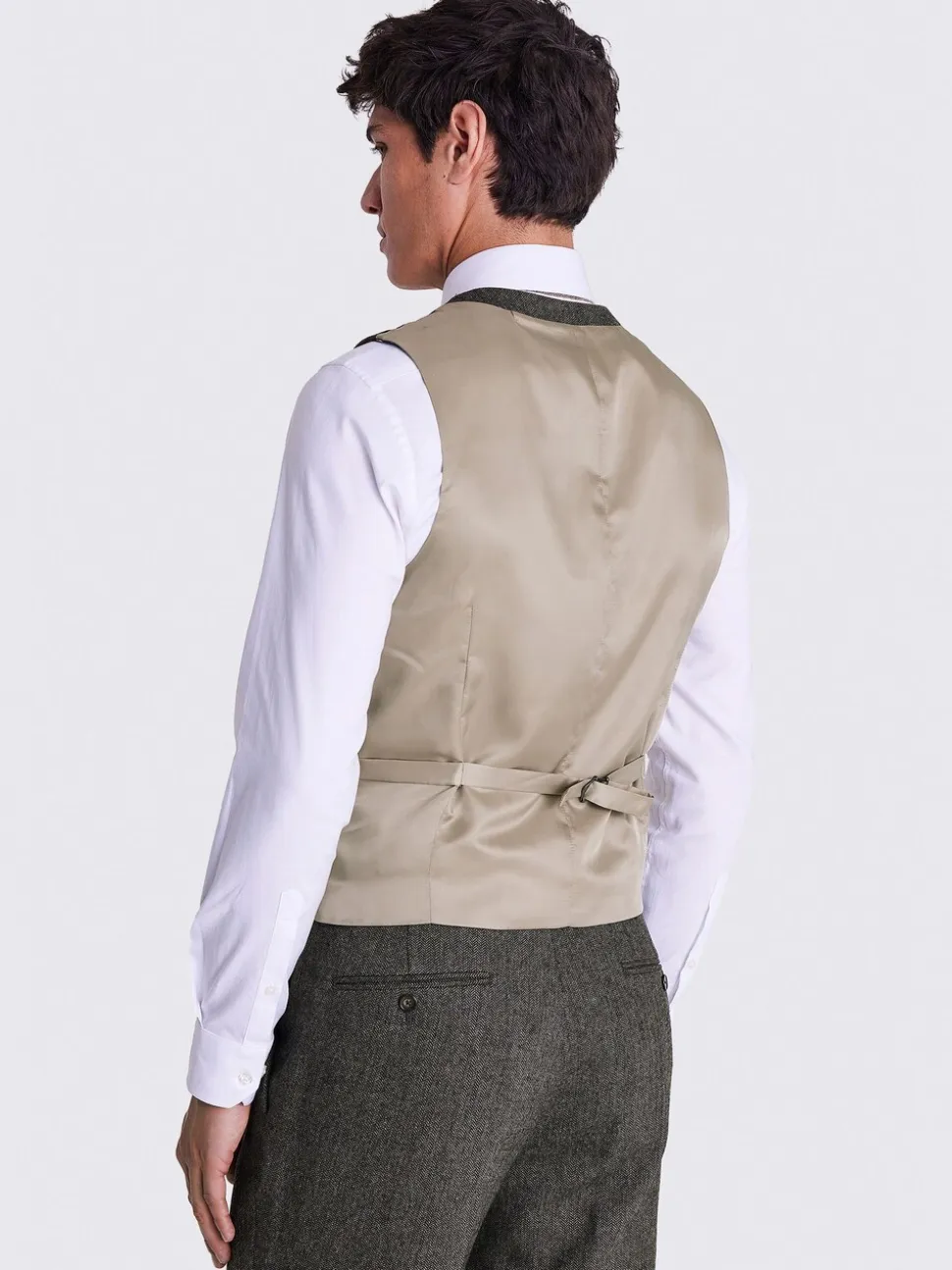 Olijfgroen - MOSS Tailored Herringbone Suit Waistcoat
