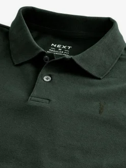 Olijfgroen - Normale Pasvorm - Piqué poloshirt met korte mouwen