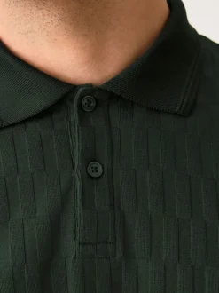 Olijfgroen - Normale Pasvorm - Net jacquard poloshirt