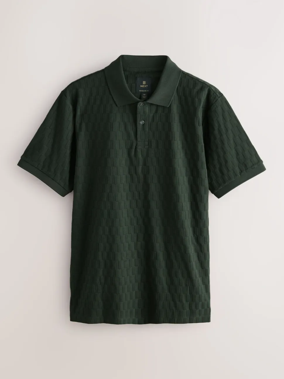 Olijfgroen - Normale Pasvorm - Net jacquard poloshirt