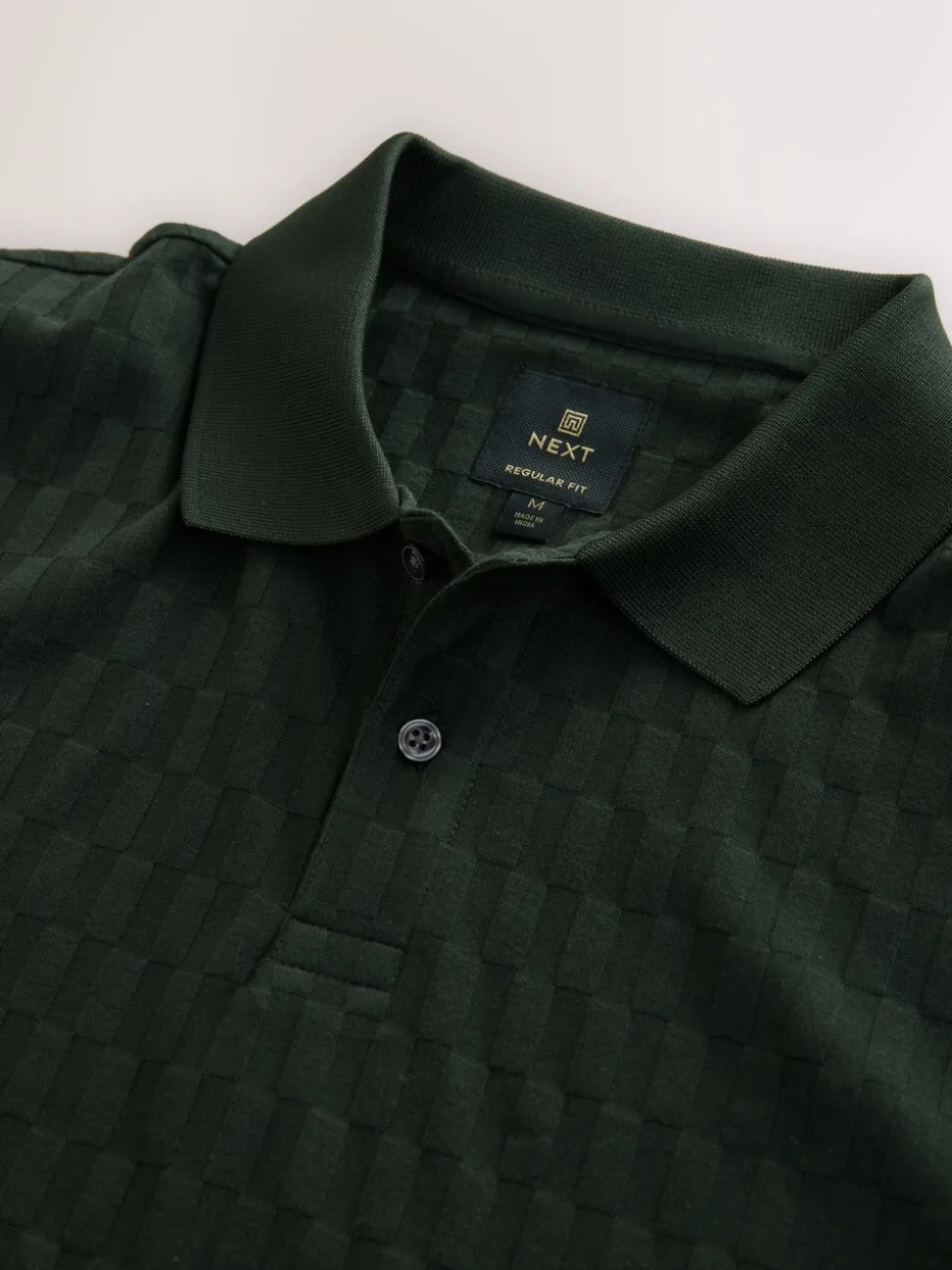 Olijfgroen - Normale Pasvorm - Net jacquard poloshirt