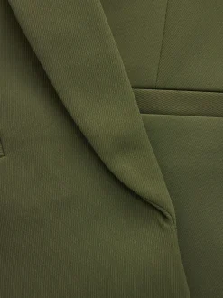 Olijfgroen - Ruimvallend blazer met gerimpelde mouwen