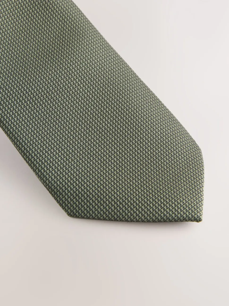 Olijfgroen - Smal - Stropdas met textuur