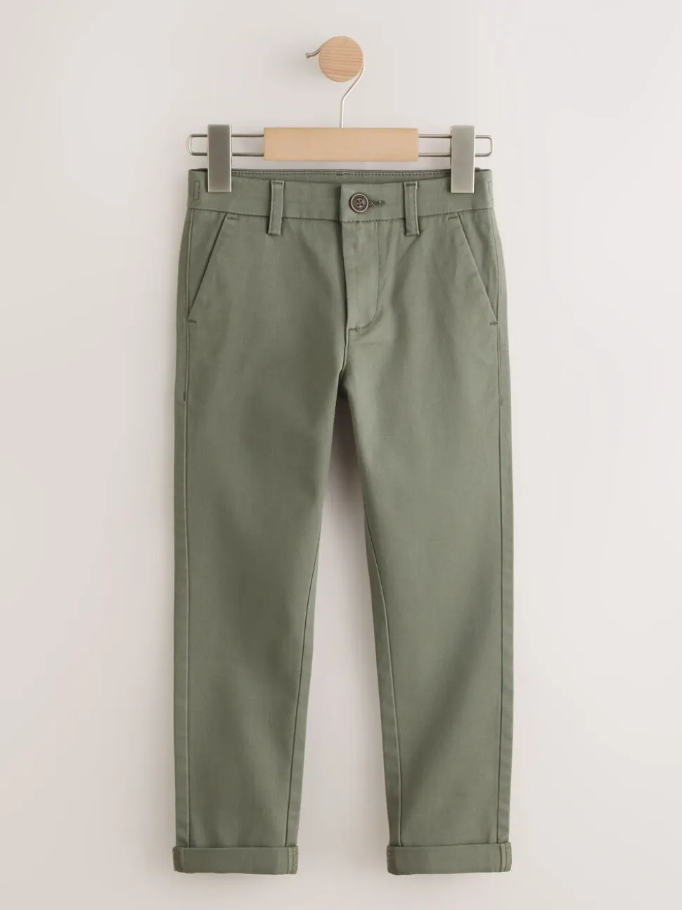 Olijfgroen - Stretchy chino's (3-17jr)