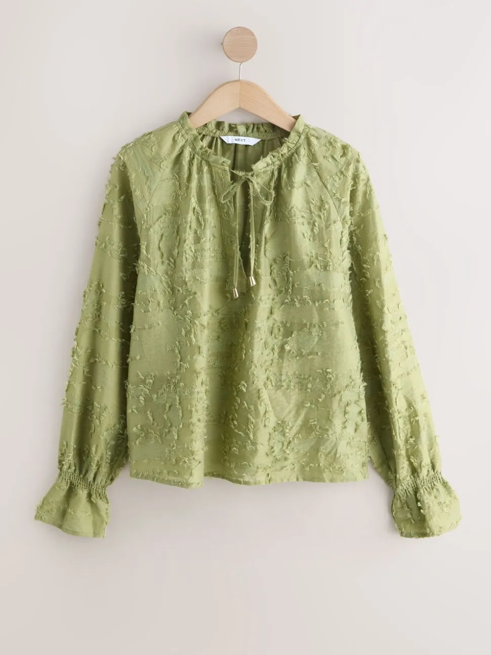 Olijfgroen - Tufty Jacquard Long Sleeve Blouse