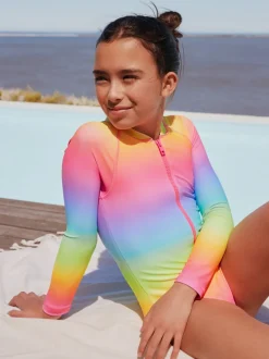 Ombré regenboog - Long Sleeve Sunsafe Swimsuit (3mths-16yrs)