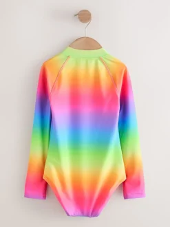 Ombré regenboog - Long Sleeve Sunsafe Swimsuit (3mths-16yrs)