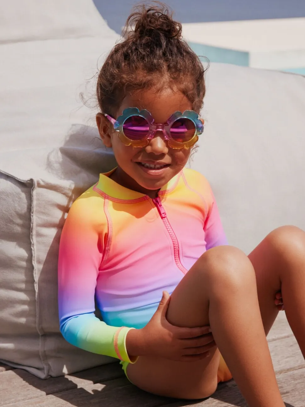Ombré regenboog - Long Sleeve Sunsafe Swimsuit (3mths-16yrs)