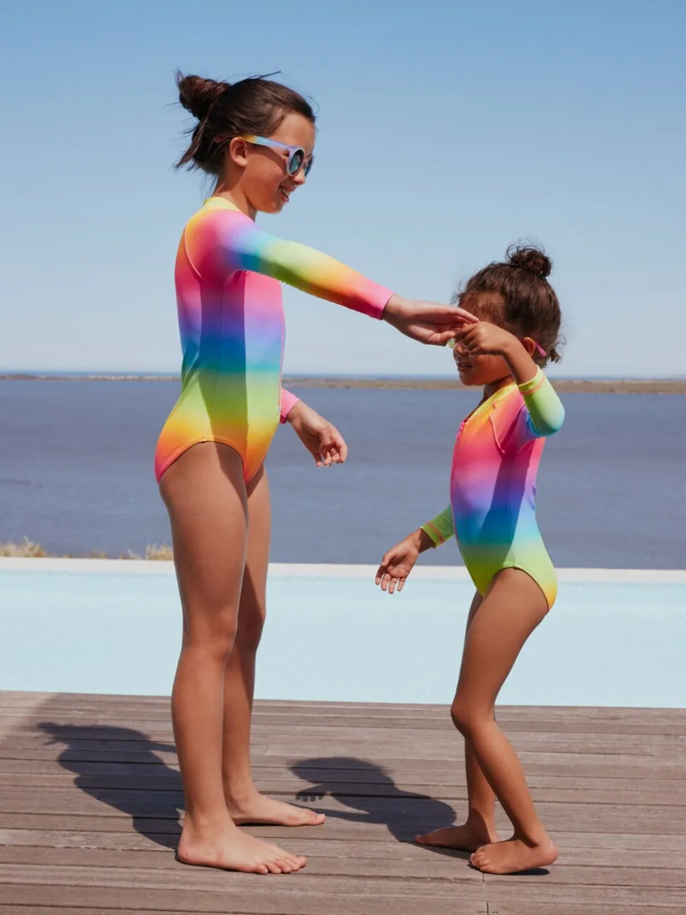 Ombré regenboog - Long Sleeve Sunsafe Swimsuit (3mths-16yrs)
