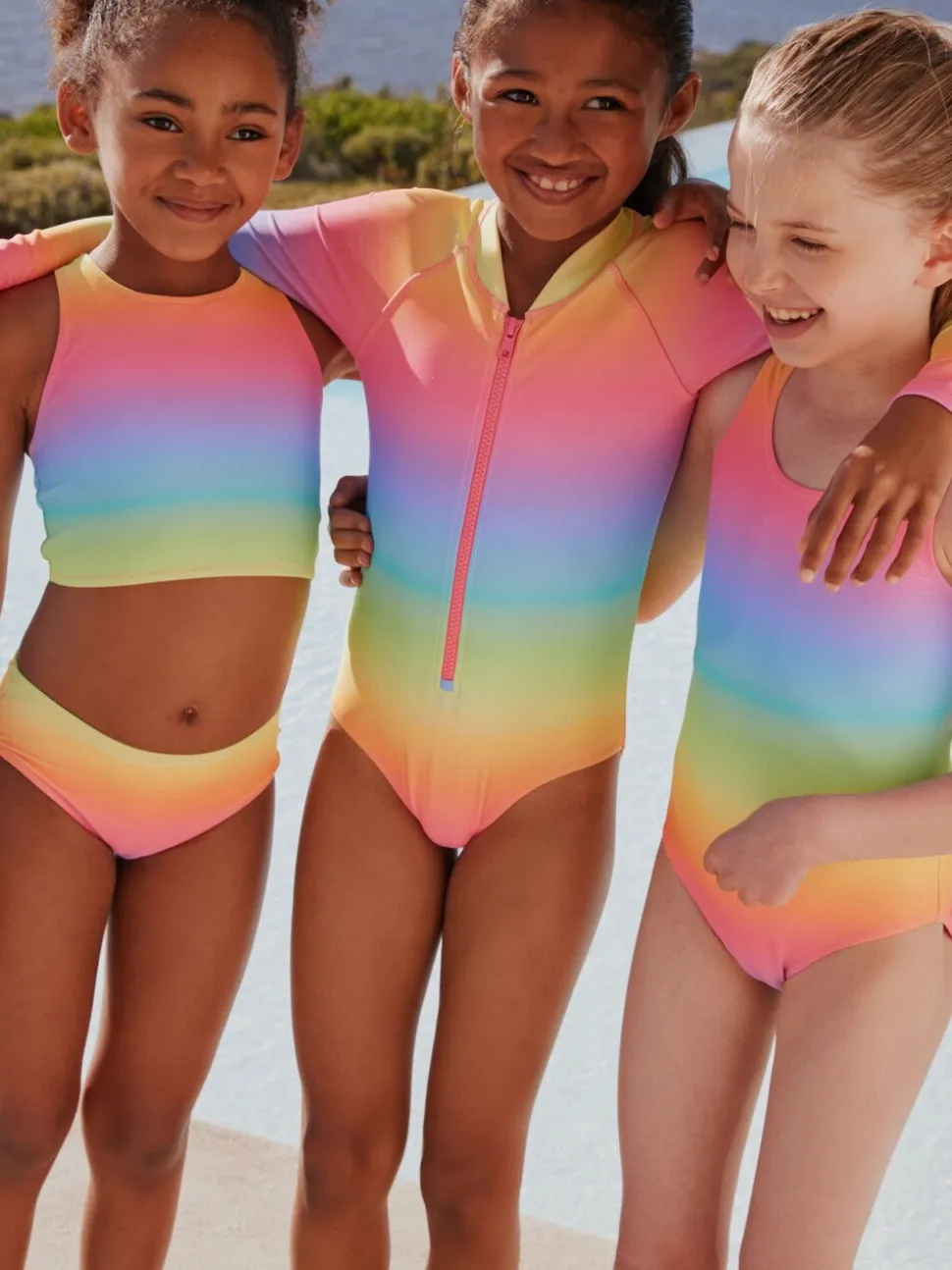 Ombré regenboog - Scoop Neck Swimsuit (3-16yrs)