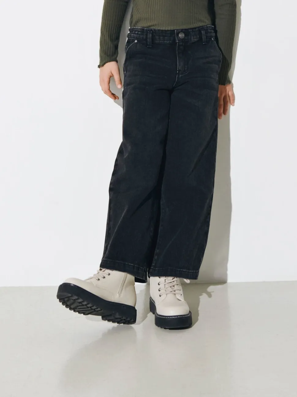 ONLY - Cropped kinderjeans met wijde pijpen