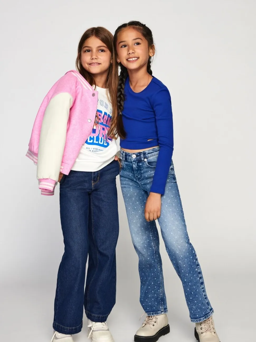 ONLY KIDS blauwe 100% katoenen jeans met wijde pijpen en verstelbare taille