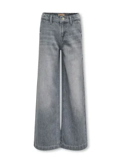 ONLY KIDS grijze jeans met wijde pijpen en verstelbare taille van 100% katoen