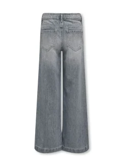 ONLY KIDS grijze jeans met wijde pijpen en verstelbare taille van 100% katoen