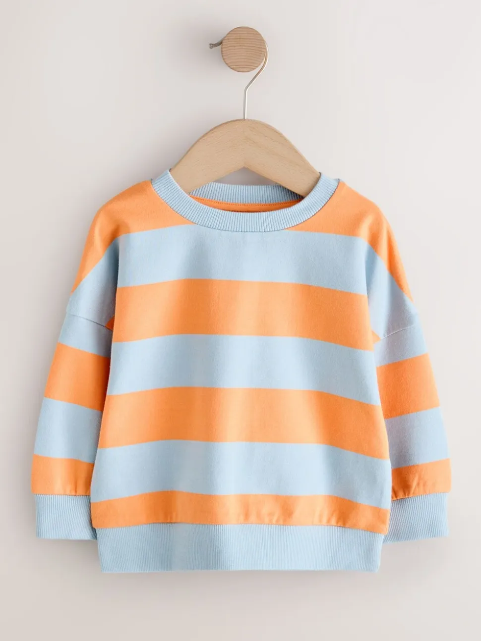 Orange & Blue Stripe - Sweatshirt met ronde hals en all-over print (3 mnd - 7 jr)