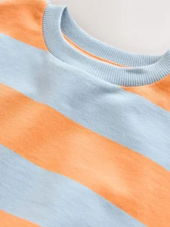 Orange & Blue Stripe - Sweatshirt met ronde hals en all-over print (3 mnd - 7 jr)