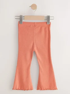 Orange Brown - Geribbelde flare legging (3 mnd-7 jr)