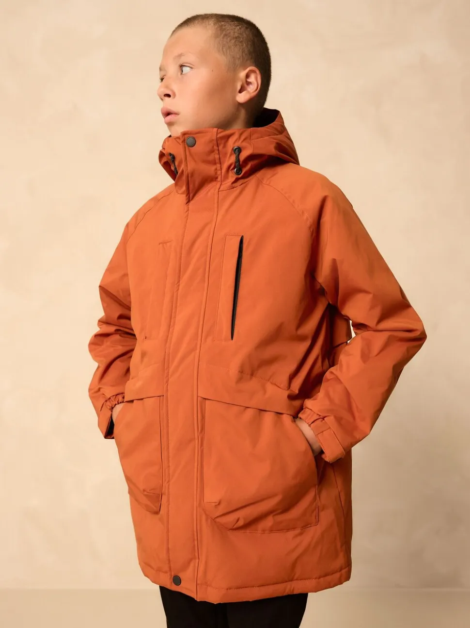 Oranje - Regenbestendige parka met fleecevoering (3-16jr)