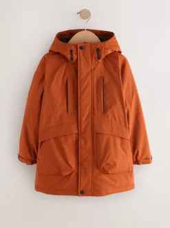 Oranje - Regenbestendige parka met fleecevoering (3-16jr)